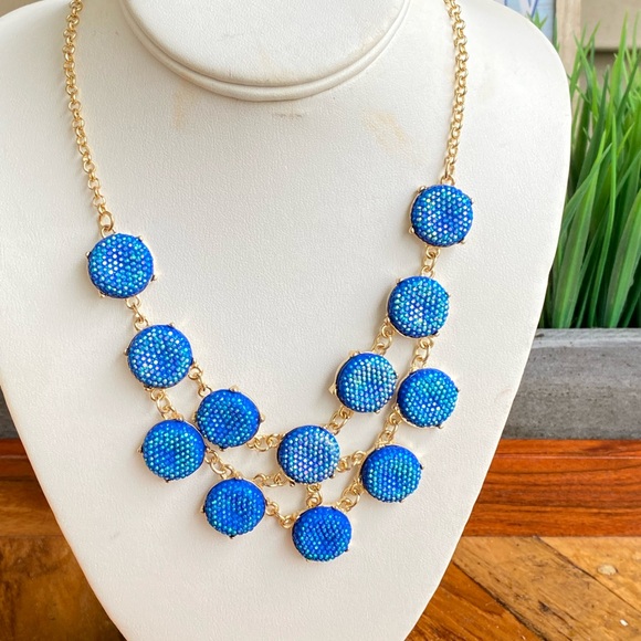 Denkays  Blue Boho Chunky Statement Ethnic Indian  African Bold Chunky Necklace - Picture 3 of 4